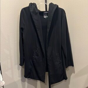 Black Utility Jacket with Hood and Relaxed Fit